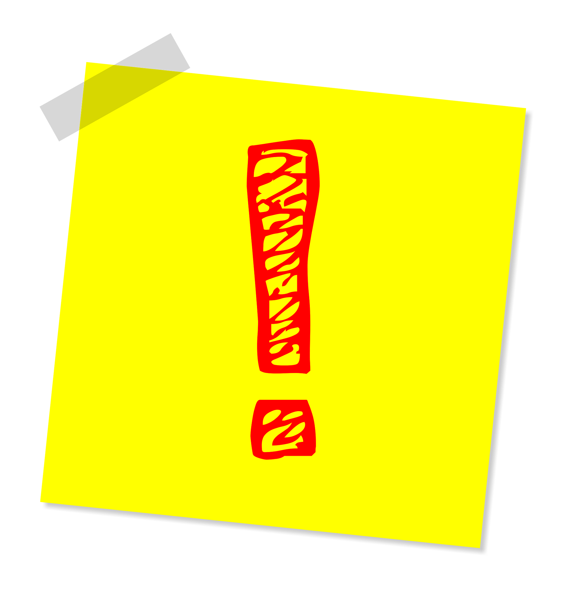 Rotes Ausrufezeichen auf gelben Notizzettel